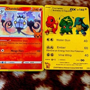 Pokémon card chandelier and gold. Buy 1 pokemon listing get free holo card.